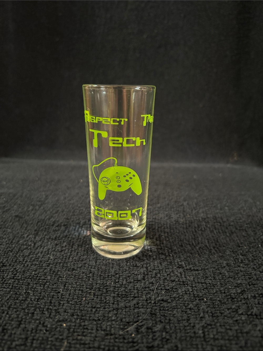 Neon Green Respect the Tech 2007 Retro Gaming Controller Graphic Shot Glass